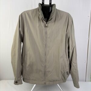 Pacific Trail Vintage Mens Harrington Jacket Khaki Tan Full Zip Mock Neck Large